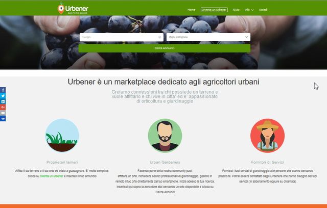 Pagina principale sito Urbener.io